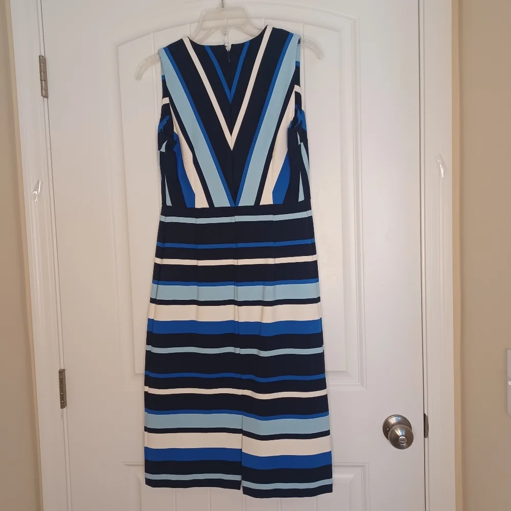 Banana Republic Ponte Blue Stripe Sheath Dress Women's Sz 6 - Picture 3 of 8